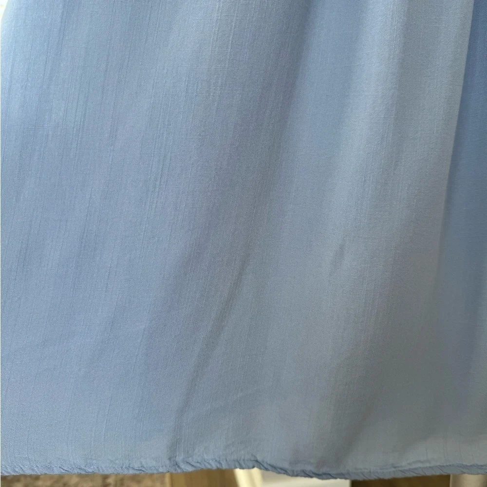 Lulus Smocked Midi Dress size Medium Light Blue Tie Shoulder Lined